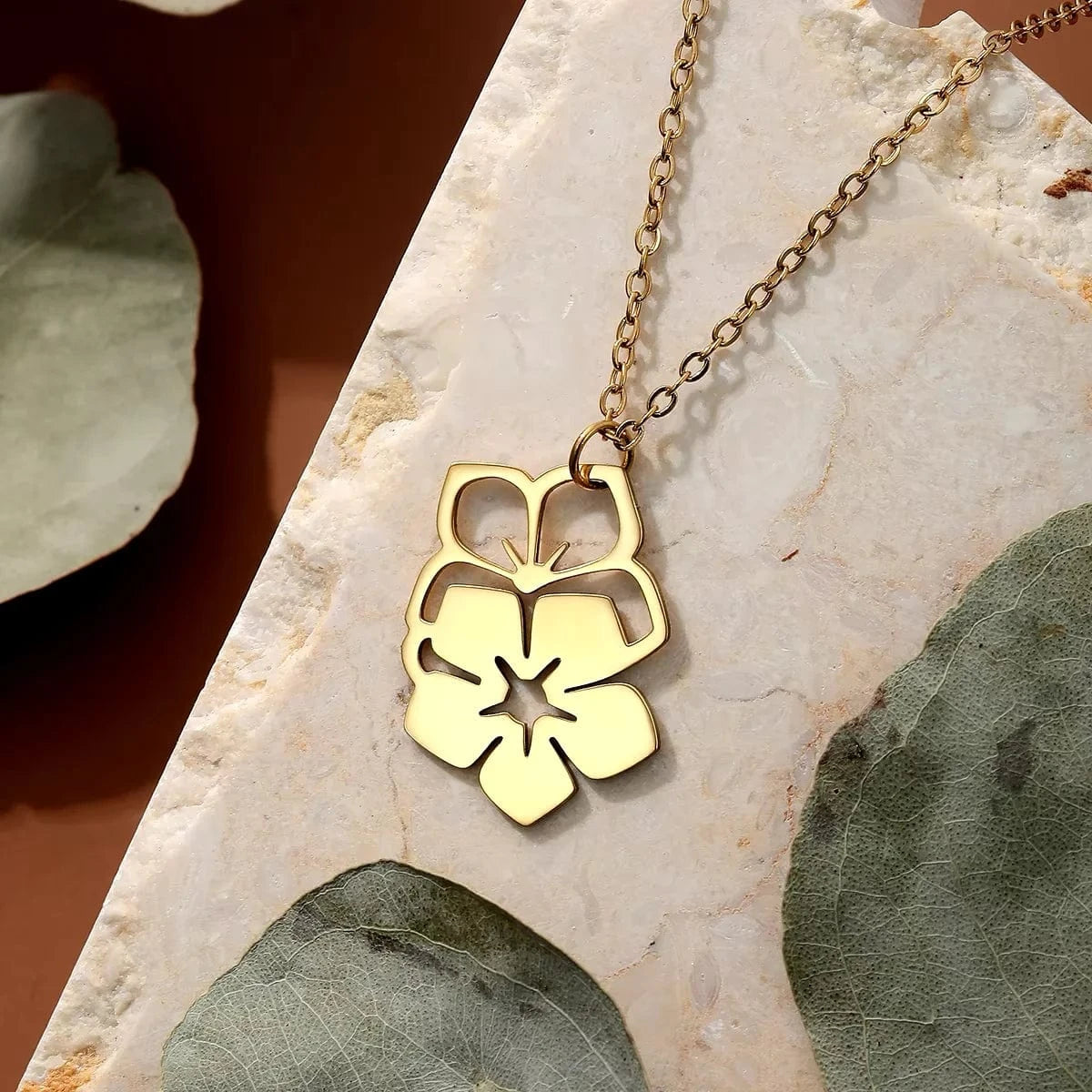 Or Collier fleurs de cerisier japonais