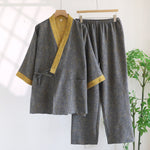 Jinbei Homme Coton Gris & Jaune