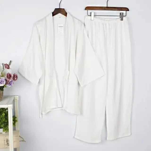 Ensemble jinbei blanc en coton