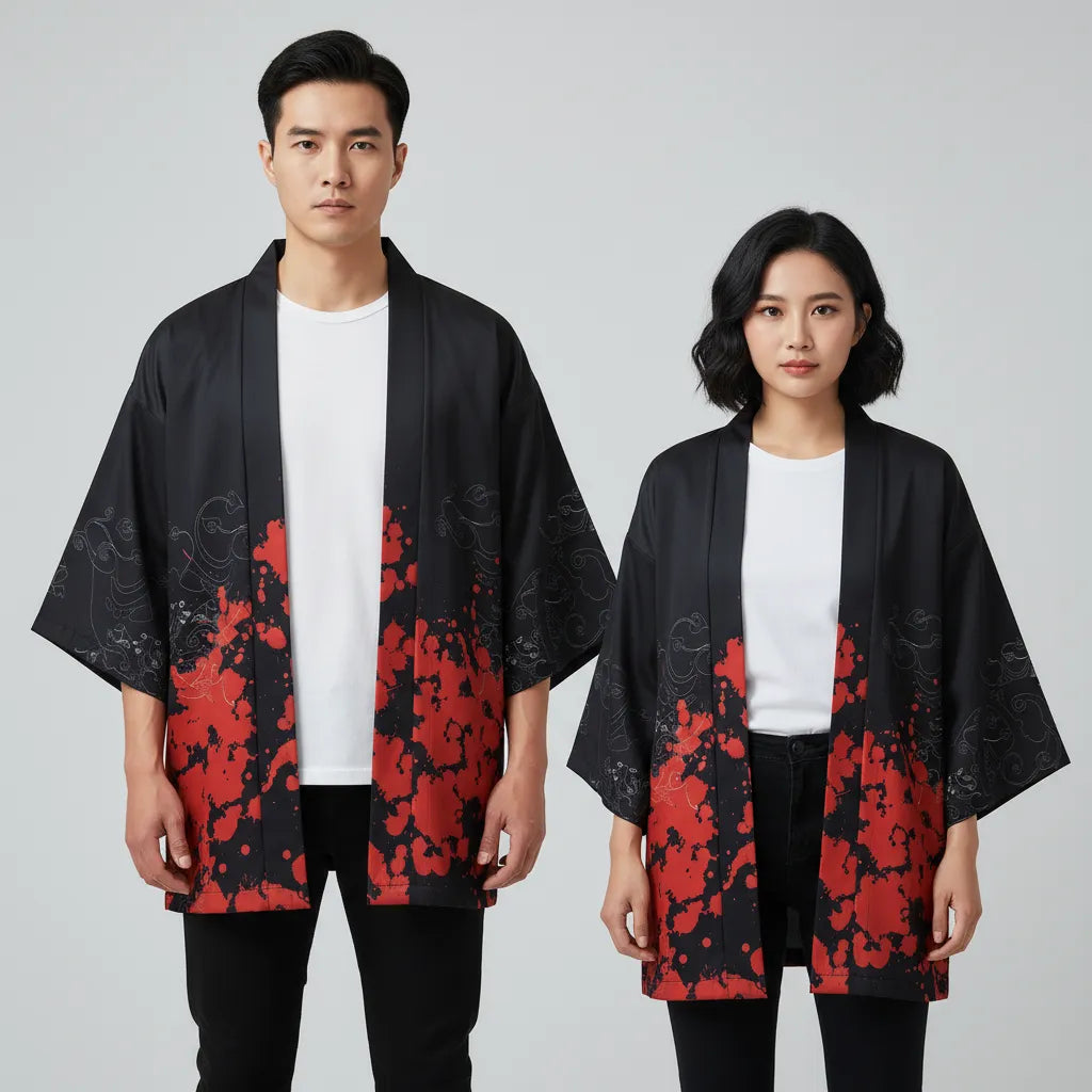 Haori fleurs de sang