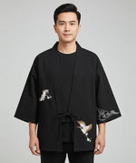 Haori noir grue & nuage