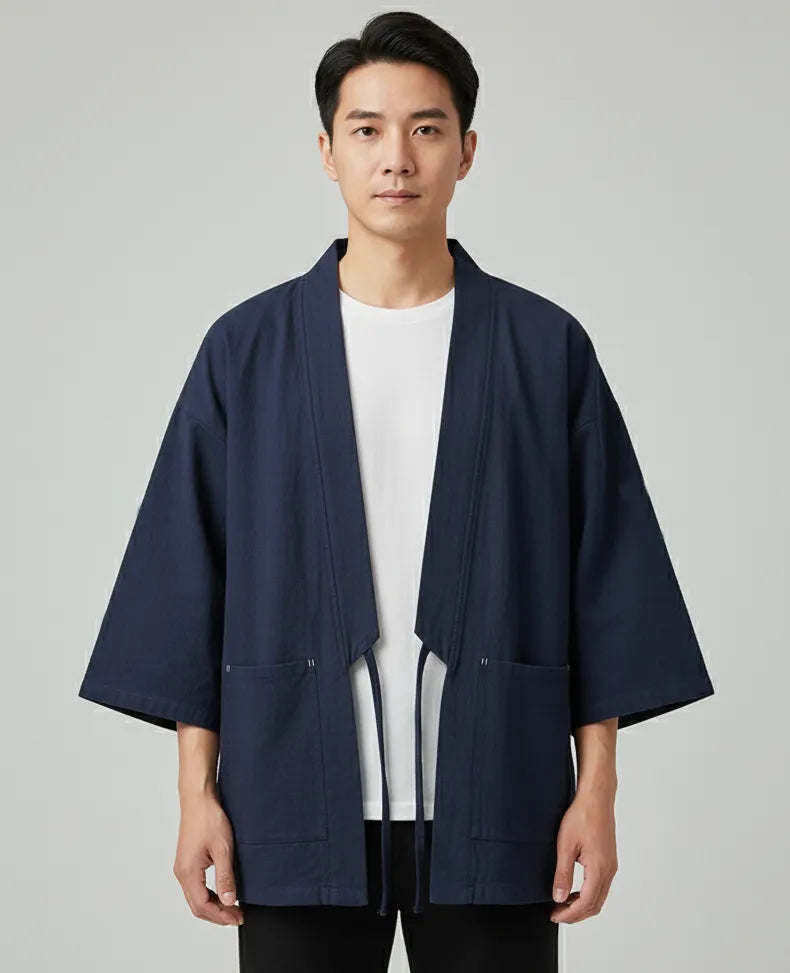 Haori traditionnel bleu foncé