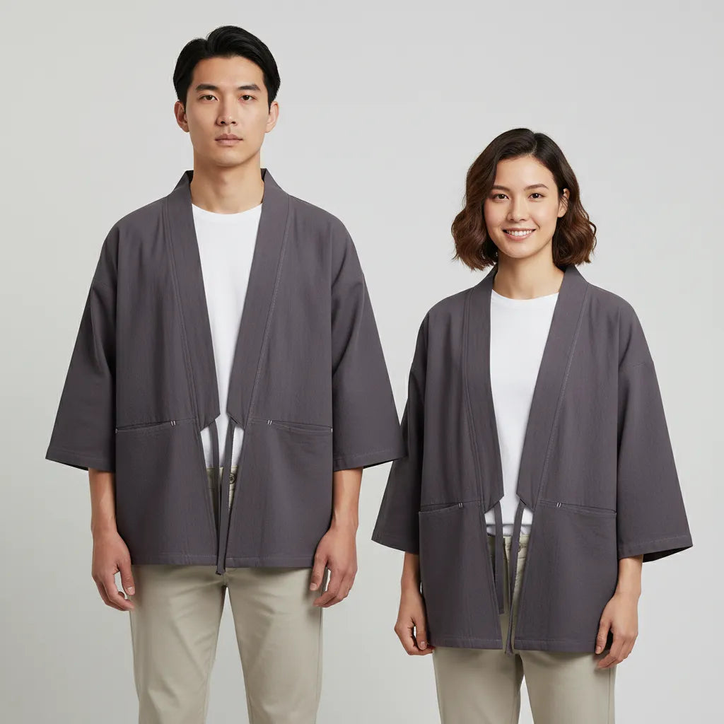Haori traditionnel gris