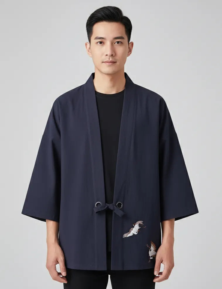 Haori violet grue japonaise