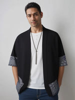 Haori homme noir Asanoha & Sashiko