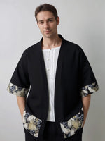 Haori homme noir grue impériale