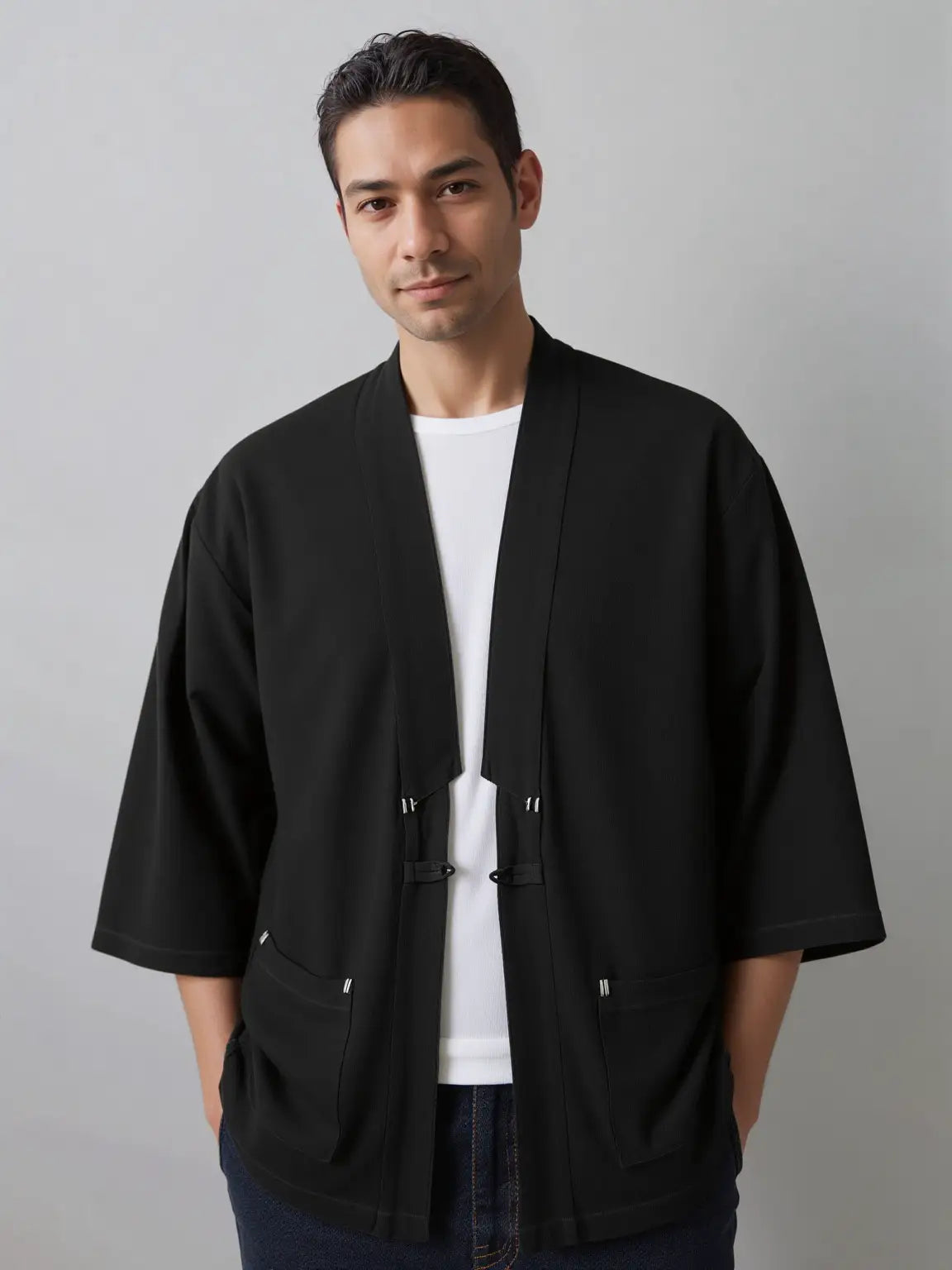 Haori homme noir traditionnel