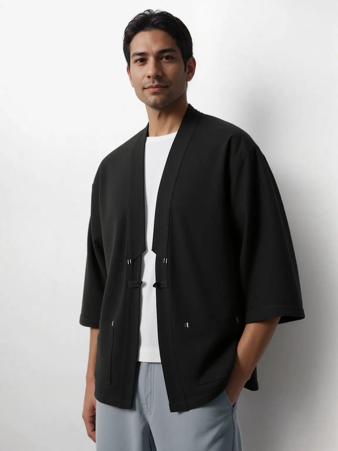 Haori homme noir traditionnel