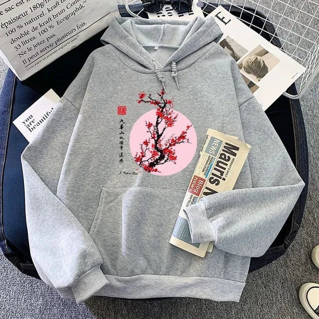 XS / Gris Hoodie Fleurs de cerisier