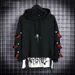 Hoodie Techwear Japonais Noir à Rubans