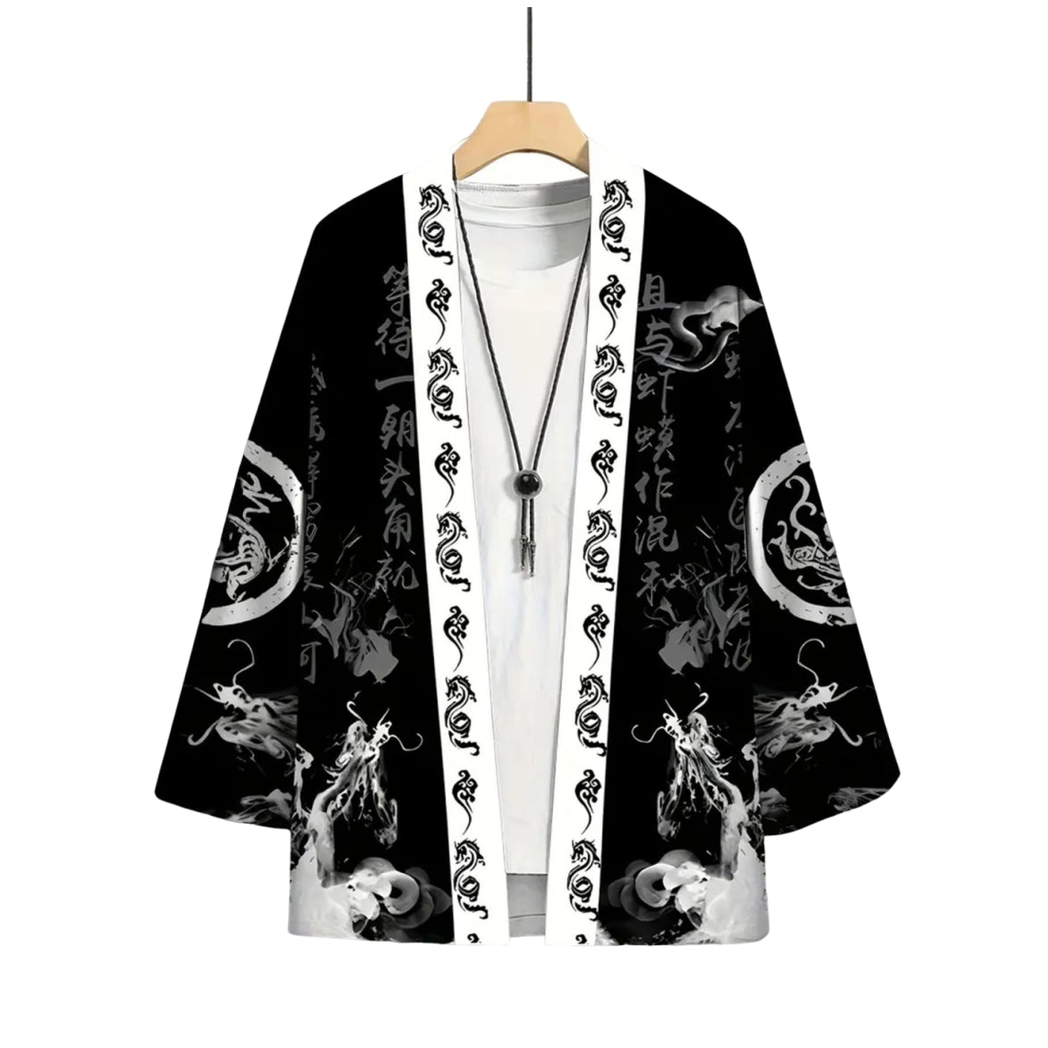 Kimono Haori Homme Dragon Noir et Blanc