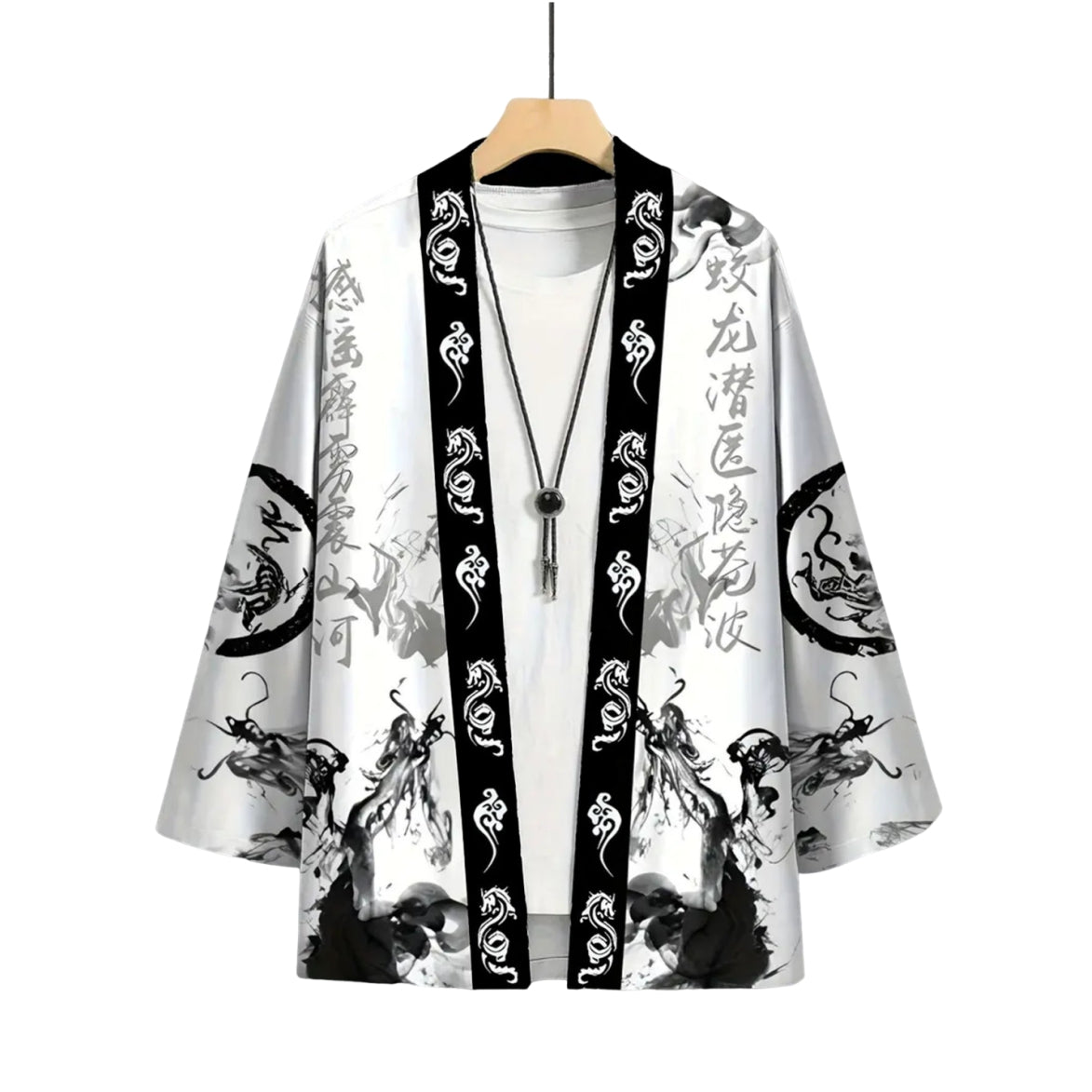 Kimono Haori Homme Dragon Noir et Blanc