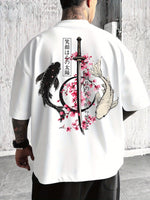 T-shirt Japonais Oversize Carpe koï et fleurs de cerisier