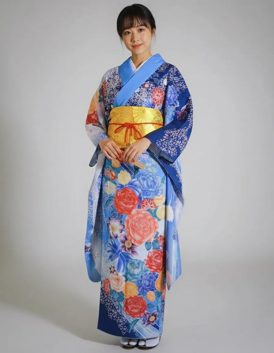 Kimono Furisode bleu