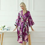 Peignoir kimono femme violet en soie