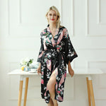 Peignoir kimono femme noir en soie