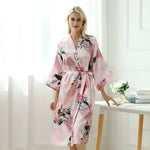 Peignoir kimono femme rose en soie