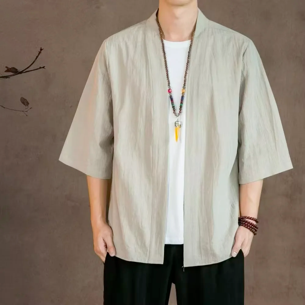 Kimono beige en lin