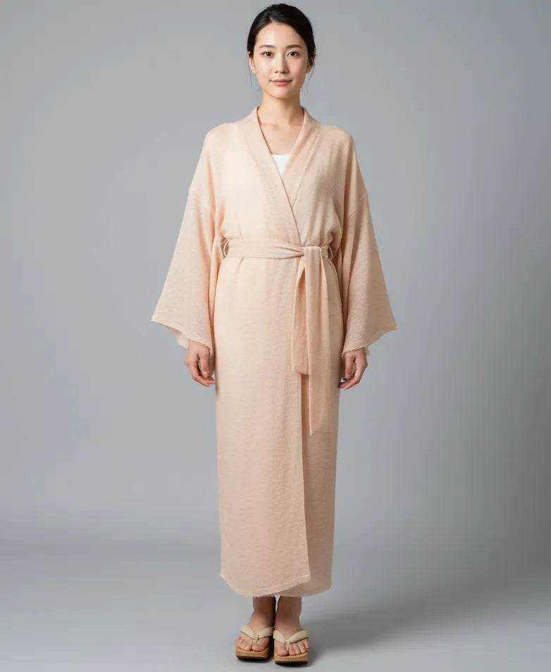 Kimono femme laine beige