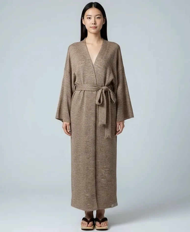 Kimono femme laine marron