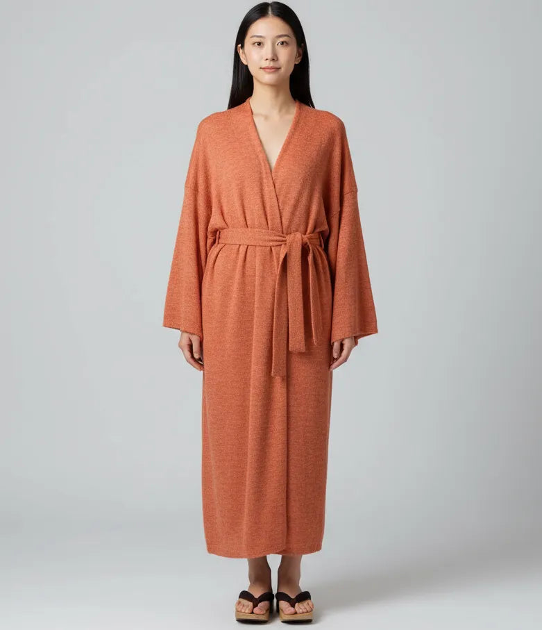 Kimono femme laine terracota