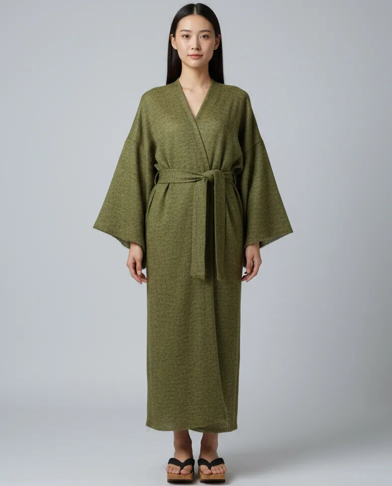 Kimono femme laine vert