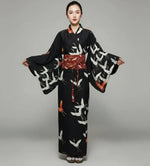 Kimono femme noir grue japonaise