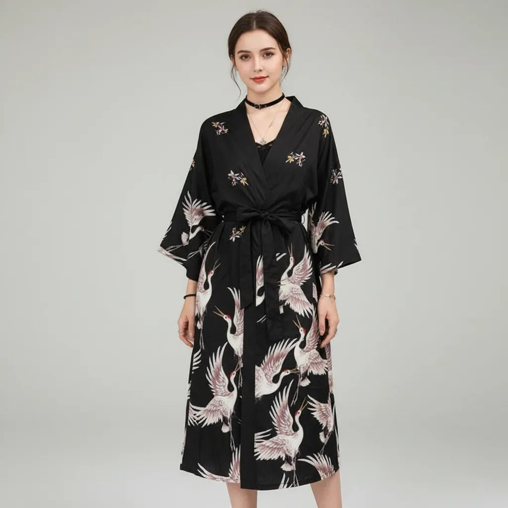 Kimono femme oiseaux