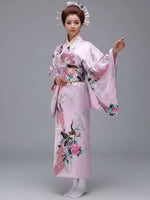 Kimono femme rose fleuri
