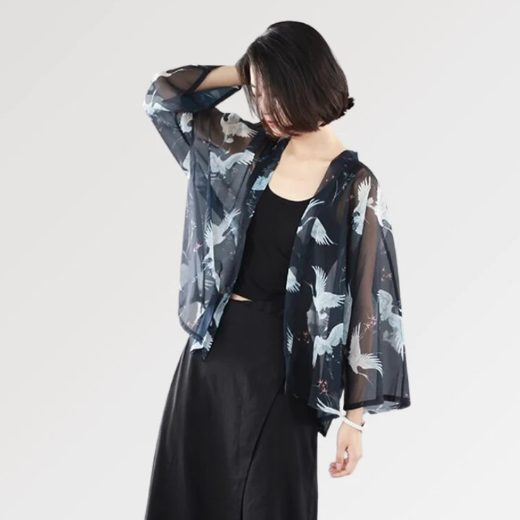 Kimono Femme Noir Transparent