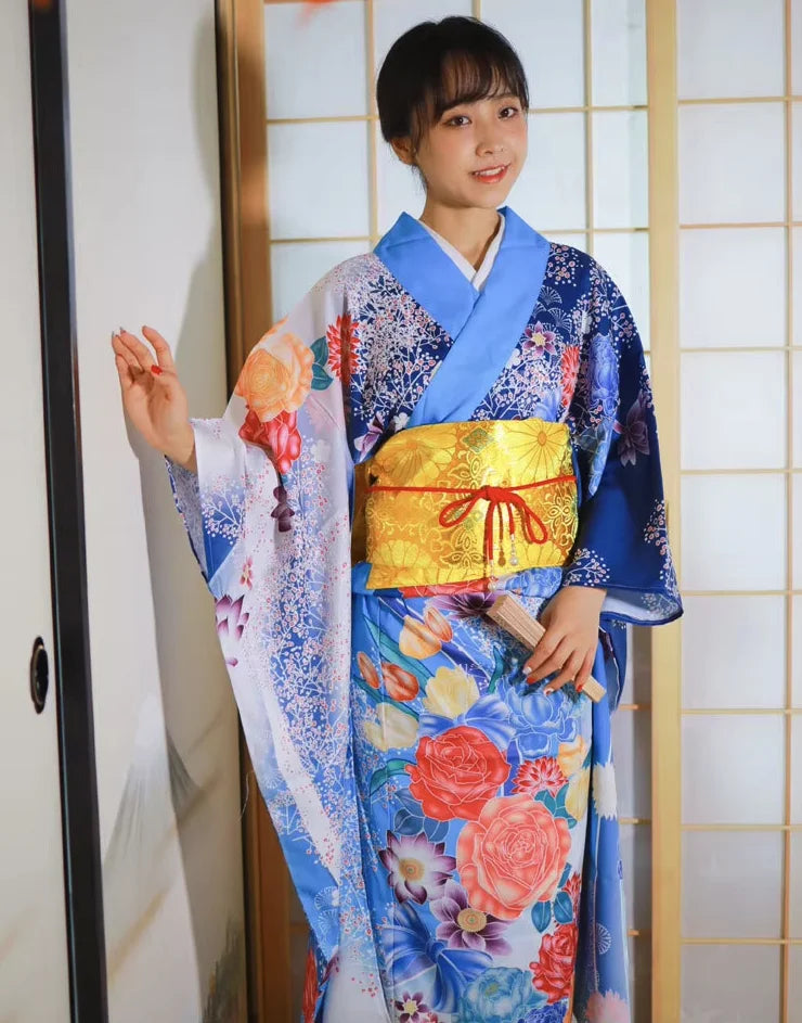 Kimono Furisode bleu