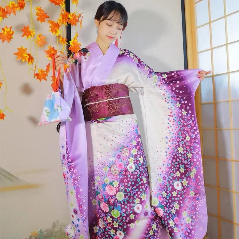 Taille unique Kimono Furisode violet