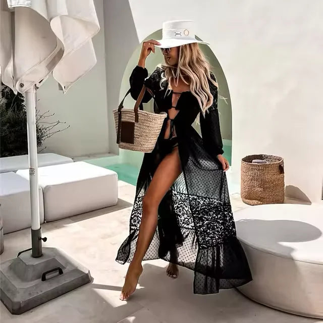 Kimono de plage en dentelle