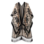 Kimono femme en velours beige