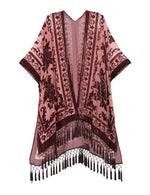 Kimono femme en velours rose