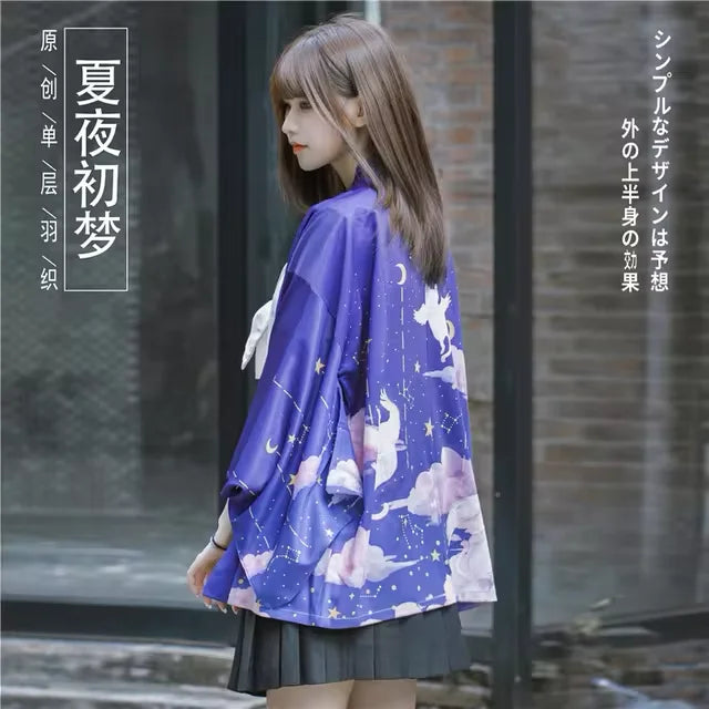 Kimono kawaii violet pour femme