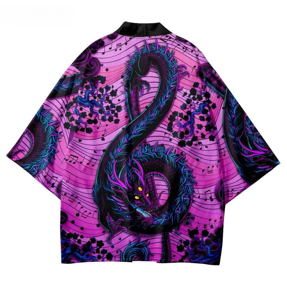 Veste Kimono violet dragon japonais