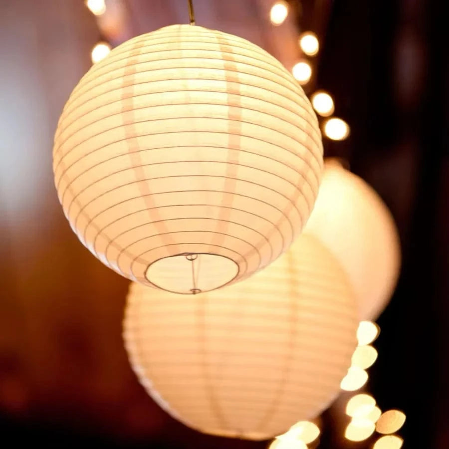 Blanc chaud (x10) / 15 cm Lanterne japonaise mariage avec led