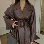 Manteau Cuir Marron Femme