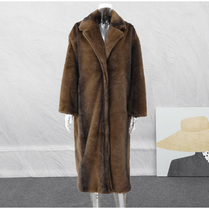 Manteau Fausse Fourrure Marron