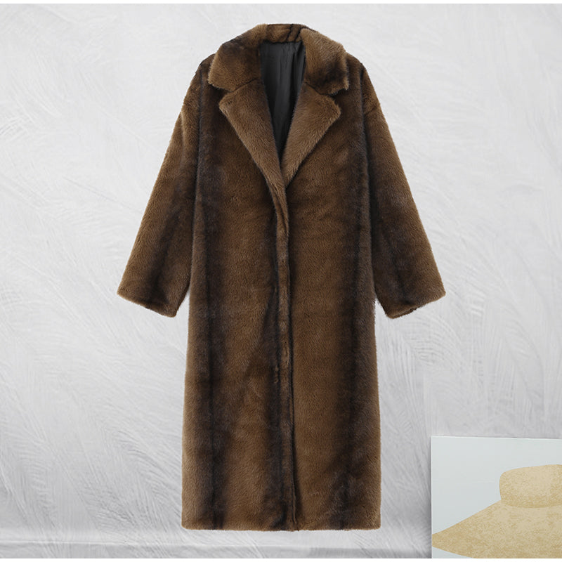 Manteau Fausse Fourrure Marron