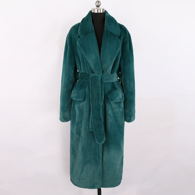 Manteau Femme en Fausse Fourrure Vert