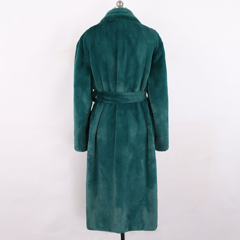 Manteau Femme en Fausse Fourrure Vert