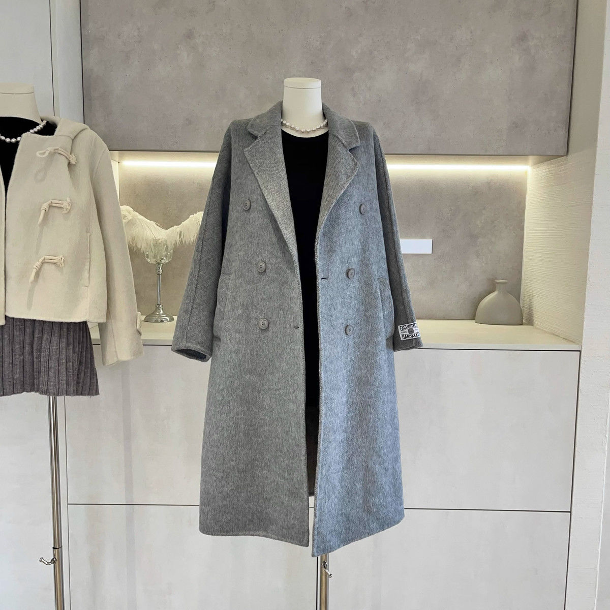 Manteau Kimono en Laine Gris