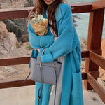 Manteau Long Bleu Ciel Femme