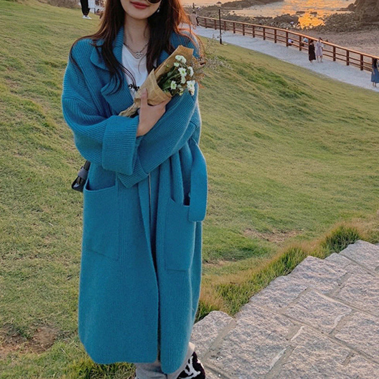 Manteau Long Bleu Ciel Femme