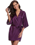 Peignoir kimono femme satin violet