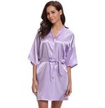 Peignoir kimono femme satin violet clair