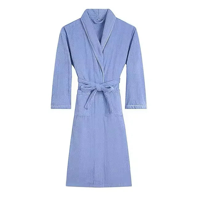 Peignoir kimono bleu en coton