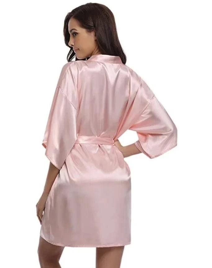Peignoir kimono femme satin rose